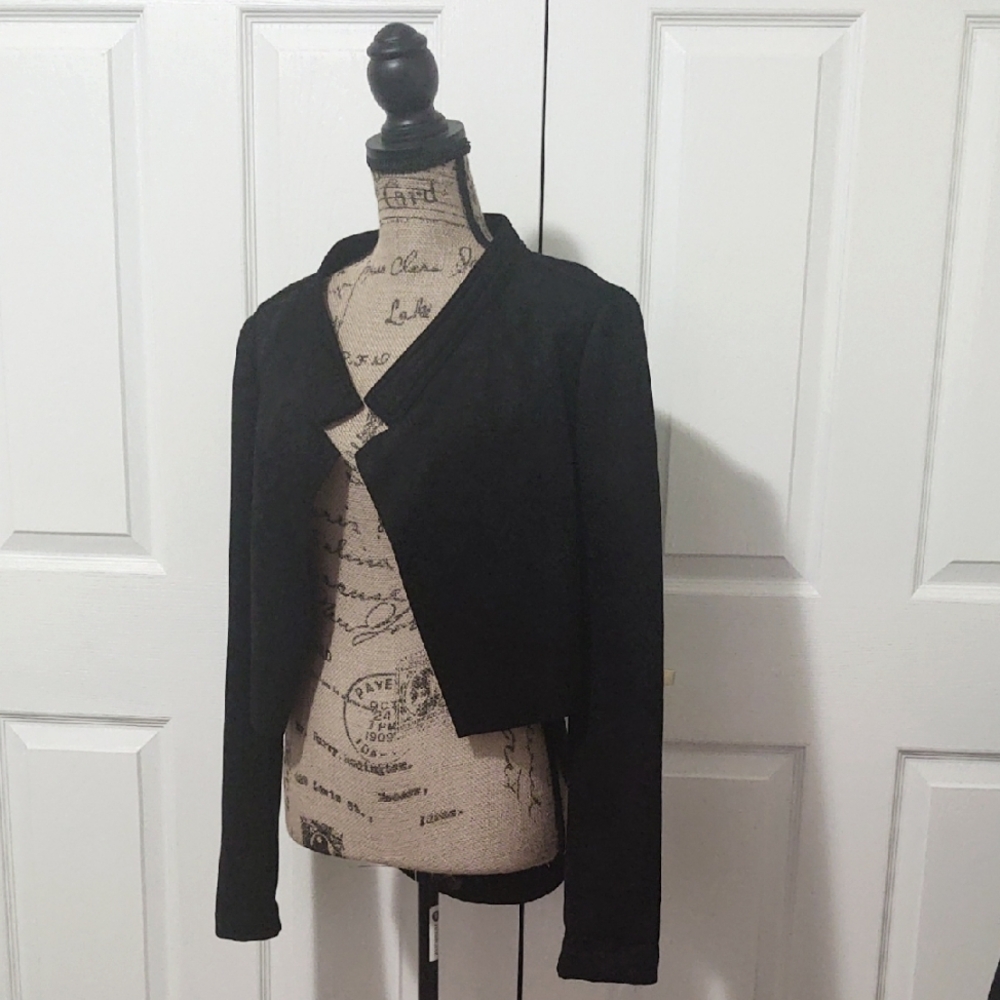 BCBGMAXAZRIA Women Black Open Front Blazer Size Large